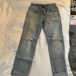 John Elliott Light Blue Distressed Denim Jeans